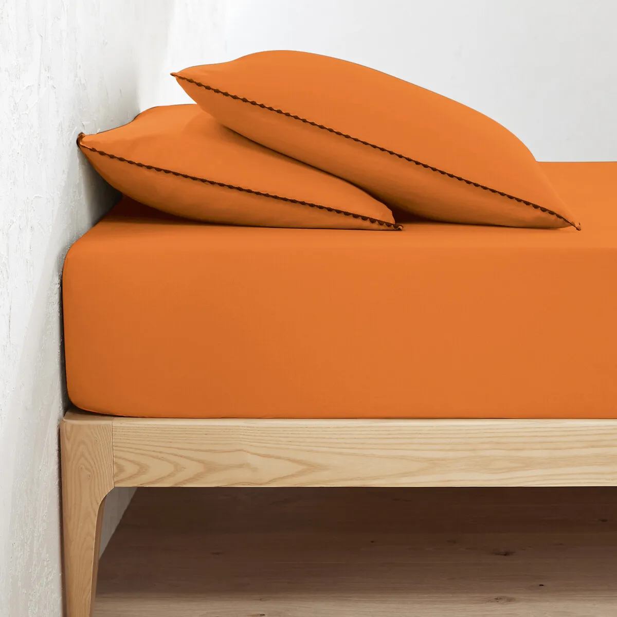 Drap Housse Uni Coton Lavé, Bonnet 25cm, Merida — vue 3