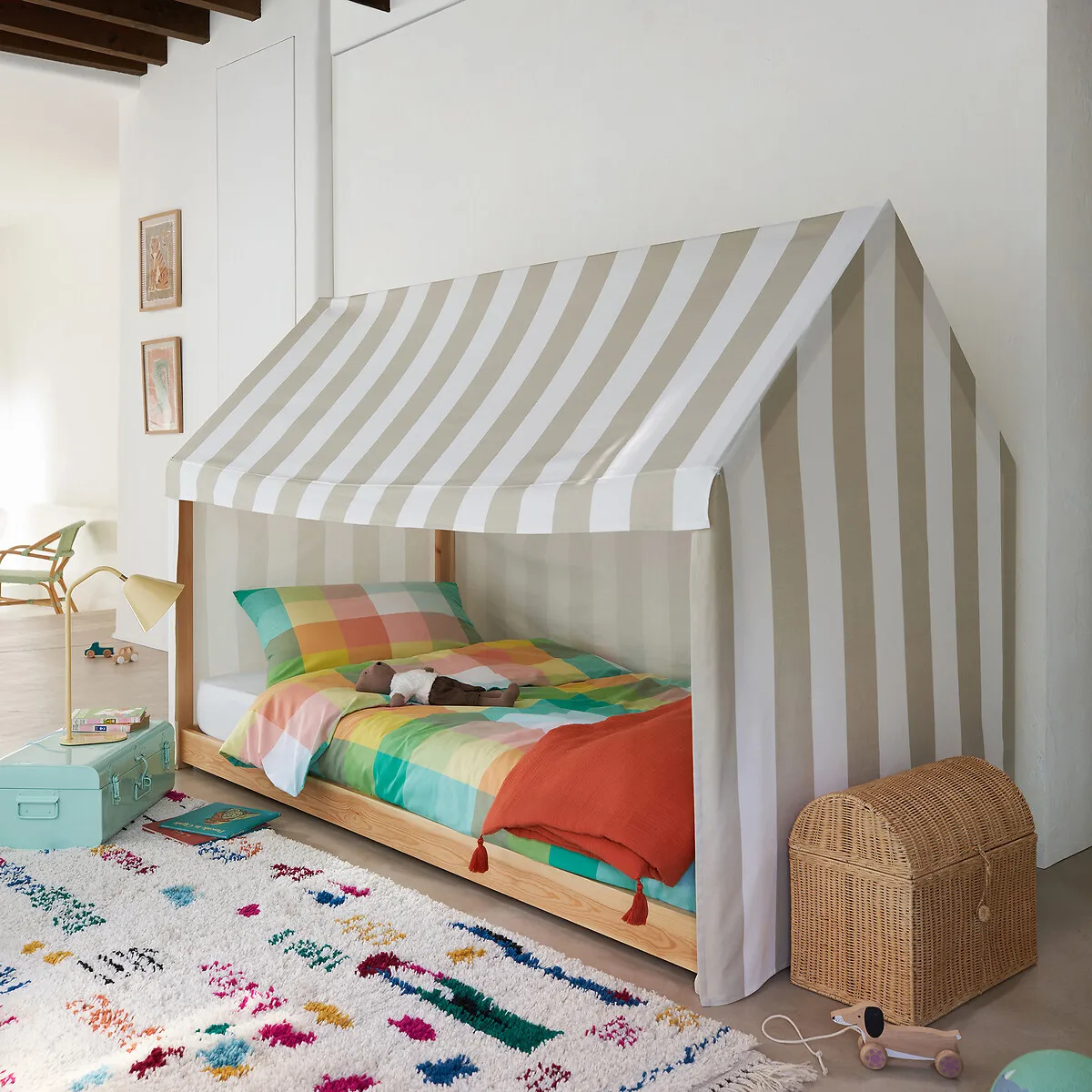 Lit Cabane En Pin Massif Avec Sommier, Archi — vue 3