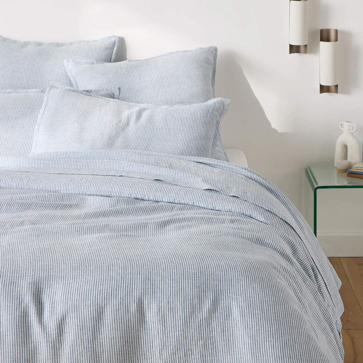 Housse De Couette En Lin Lavé, Limona Bleu