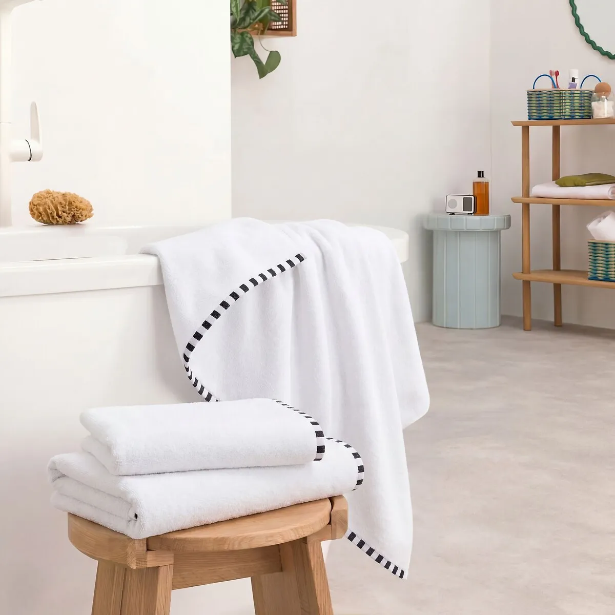 Maxi Drap De Bain En Éponge Bouclette, 100% Coton Recyclé, TIZNIT — vue 3