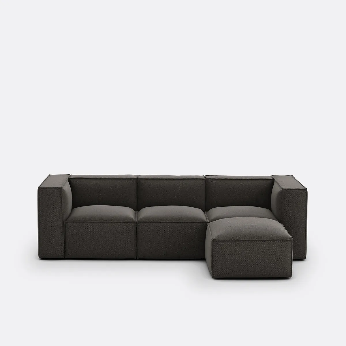Canapé Modulable, 3 Places Et Pouf, En Tissu Texturé, SEVEN