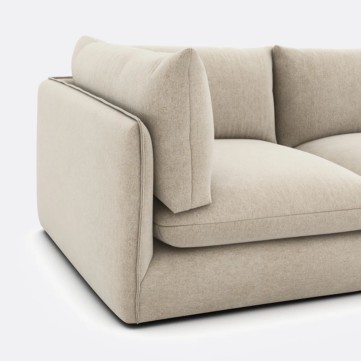 Canapé Modulable 3 Places Avec Pouf, En Polyester Chiné, MALO — vue 3