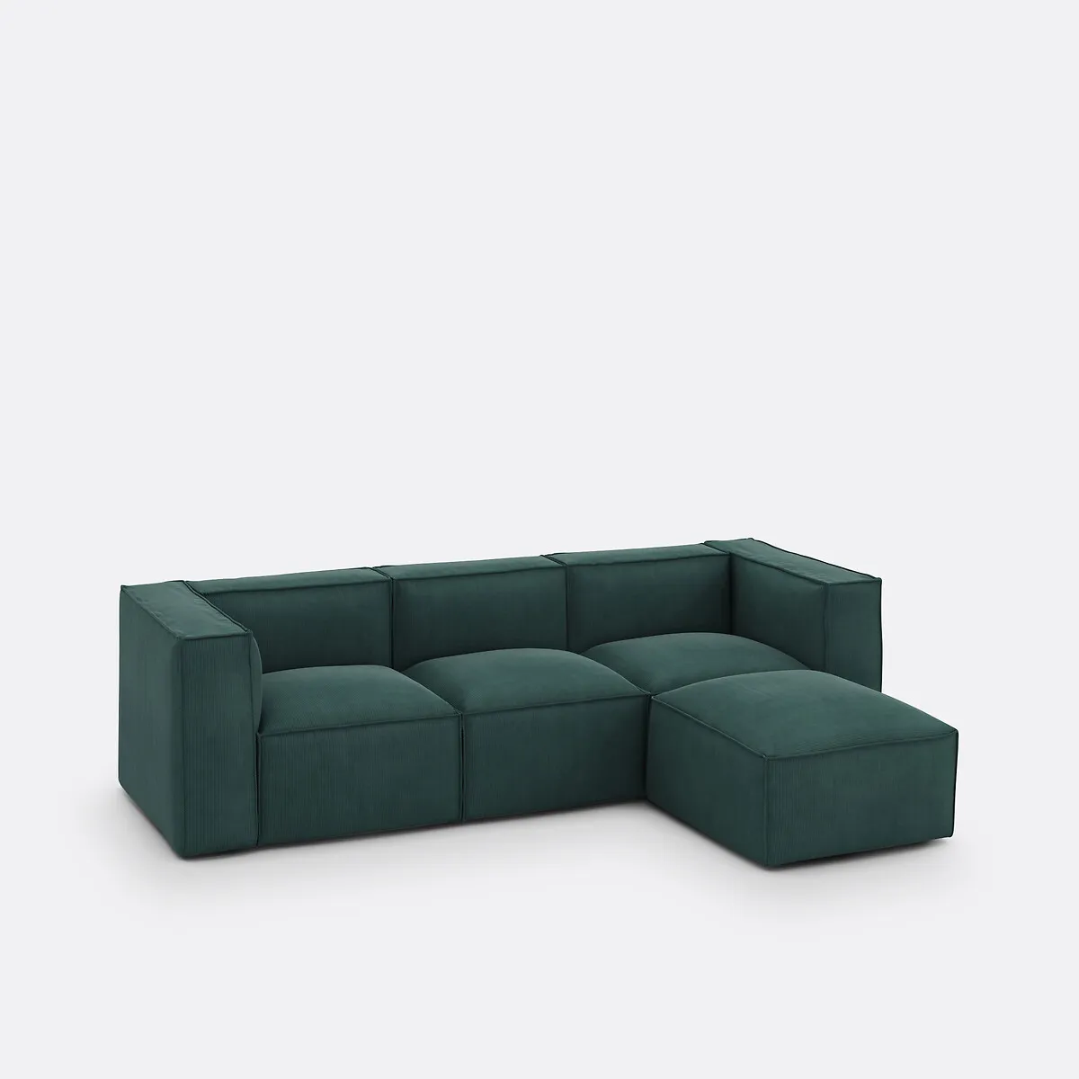 Canapé Modulable, 3 Places Et Pouf, En Velours Côtelé Fines Côtes, SEVEN — vue 3