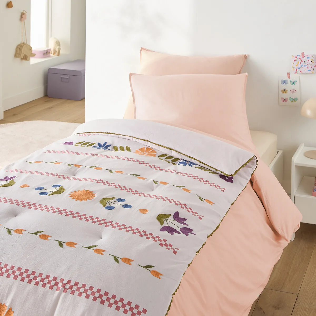 Edredon Enfant Matelassé, Motif Floral, Papilio