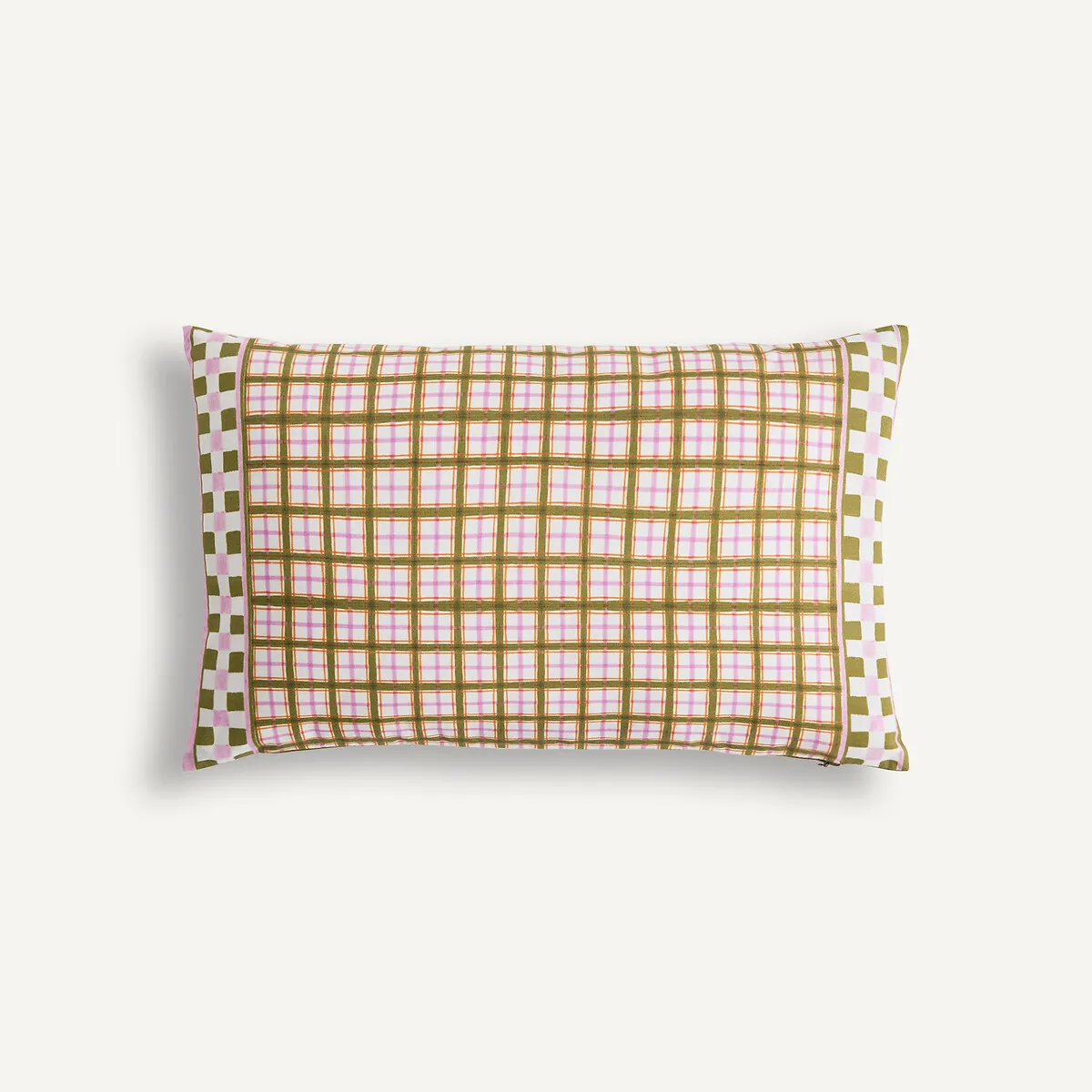 Housse De Coussin Rectangulaire 50x30 Cm, En Coton Imprimé Carreaux, DELILA