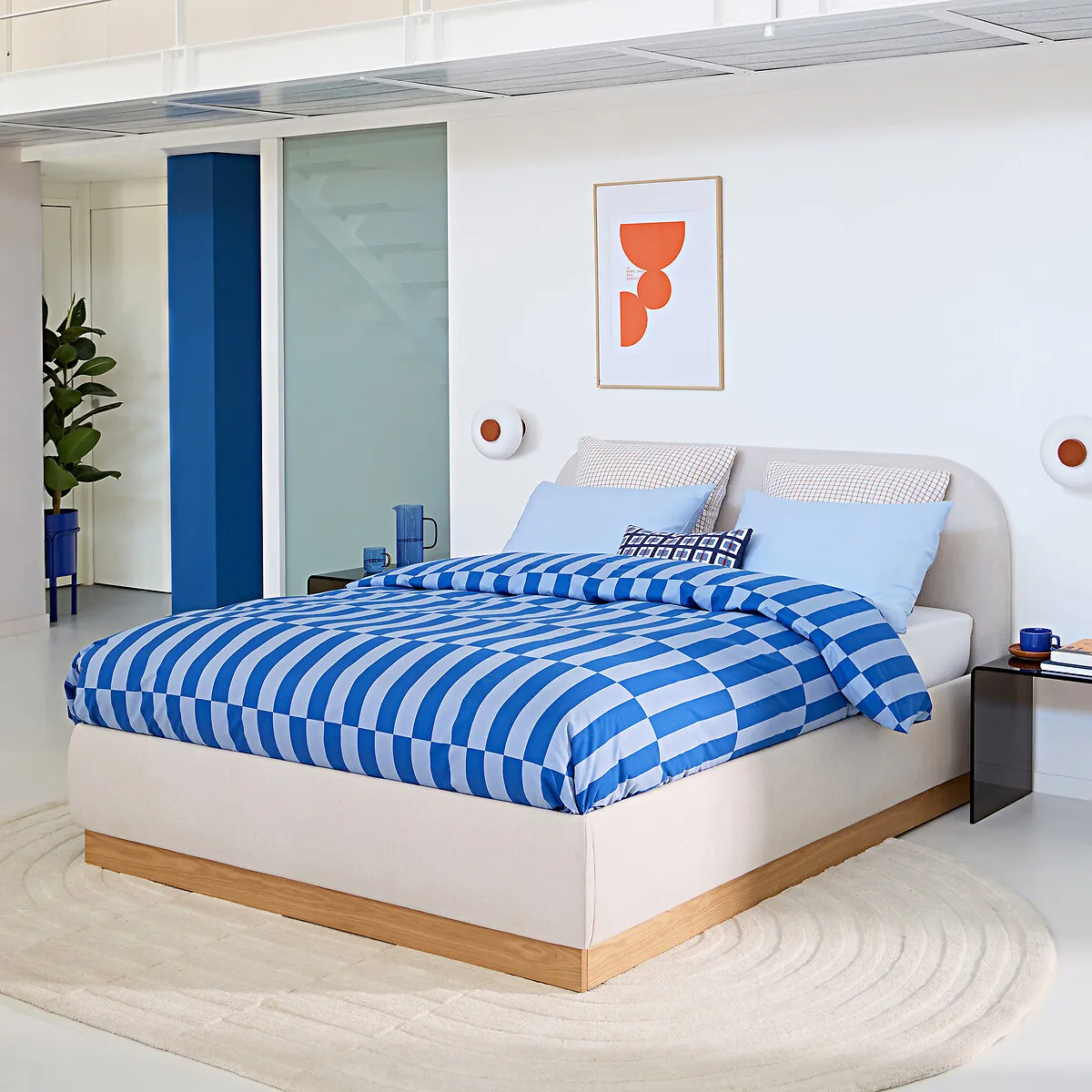 Housse De Couette 50% Coton Recyclé, TABAKA BLEU — vue 3