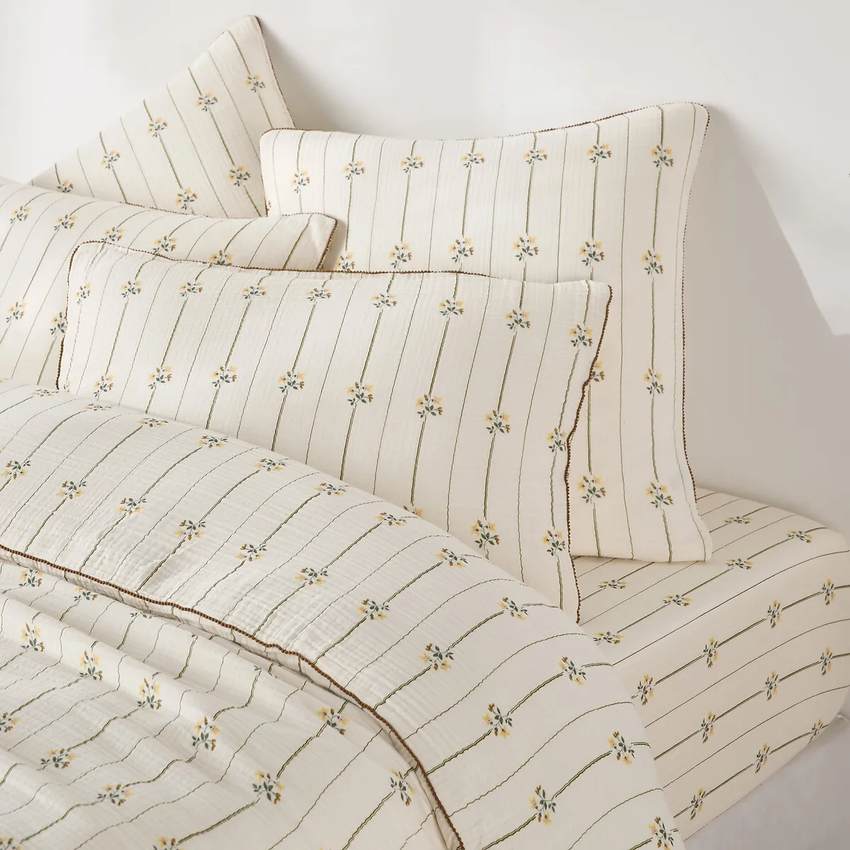Drap-housse En Gaze De Coton, Bonnet 30 Cm, Imprimé Fleurs, RISETTI — vue 3