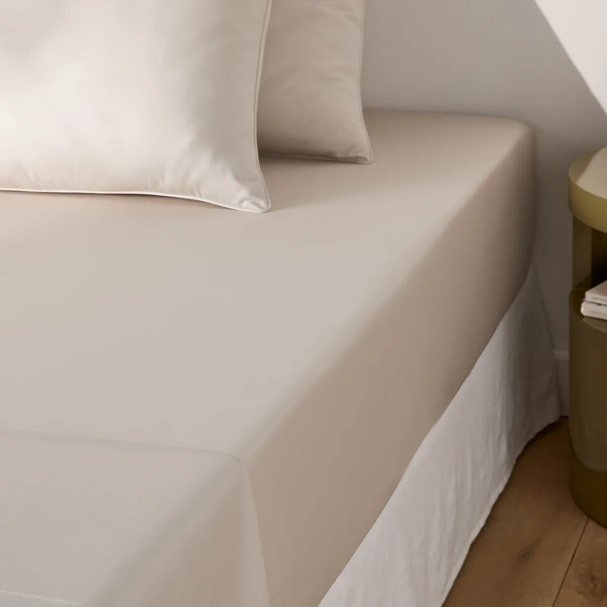 Drap-housse En Satin De Coton, 153 Fils, Bonnet 30 Cm, Opale — vue 3