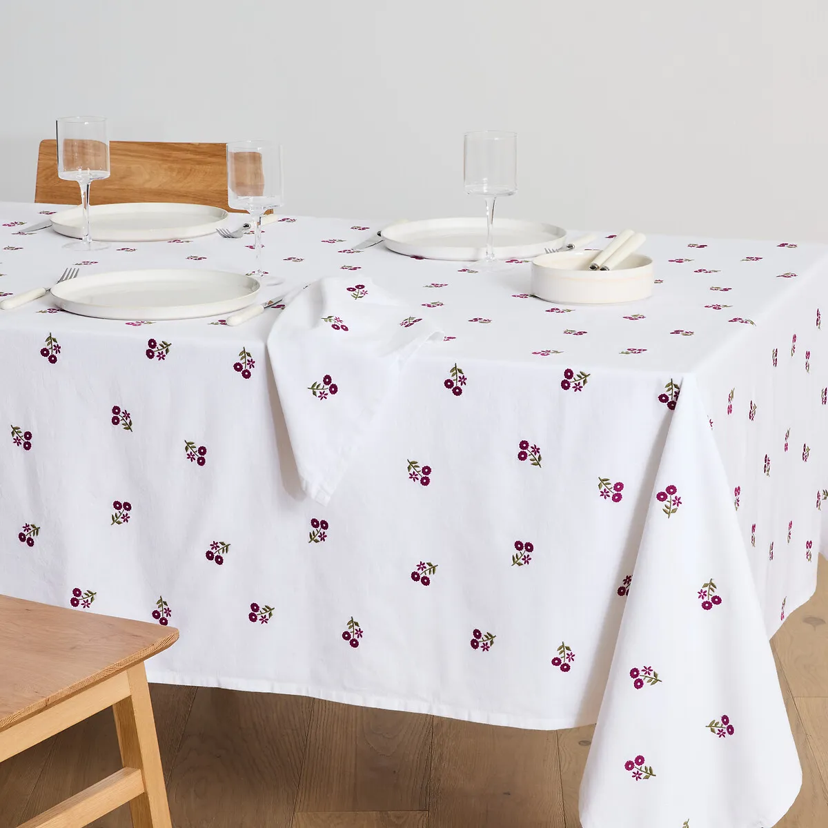 Nappe Brodée, En Coton Et Lin, ROSETTA