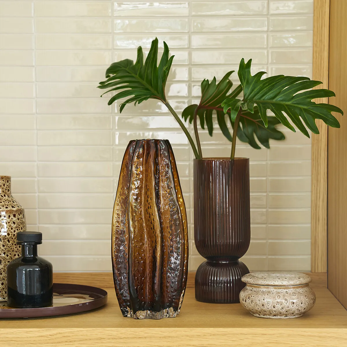 Vase En Verre Strié H26 Cm, Valira — vue 3