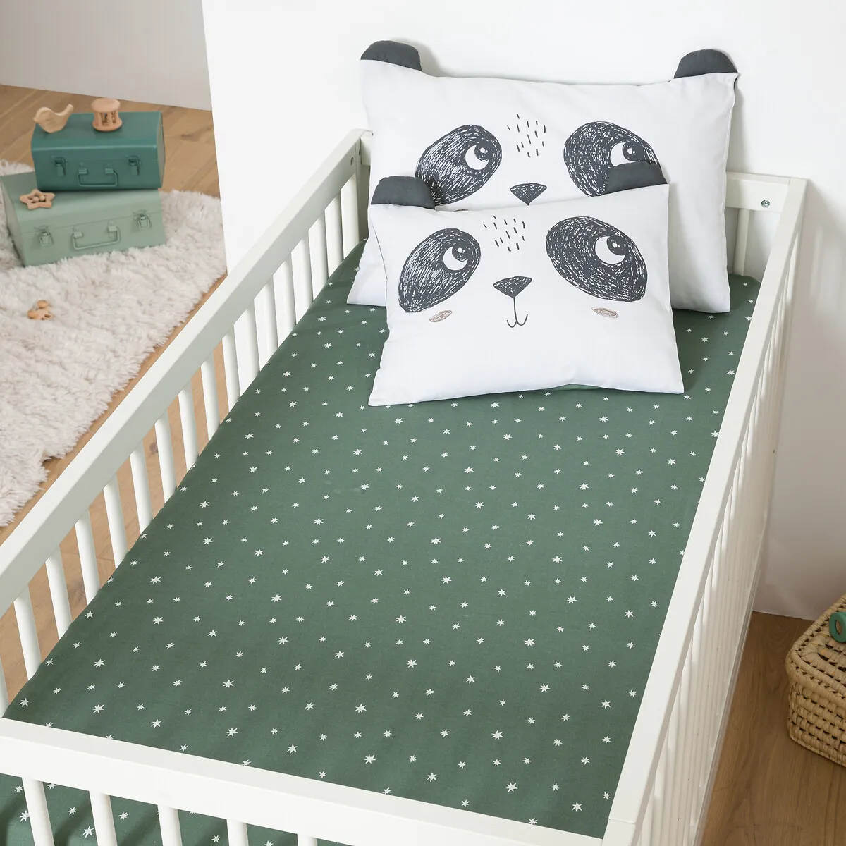 Drap-housse Bébé Coton, Bonnet 17 Cm, Panda Mania