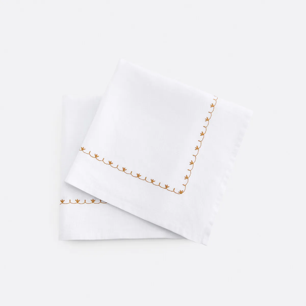 Lot De 2 Serviettes De Table En Lin Brodé, Mynia