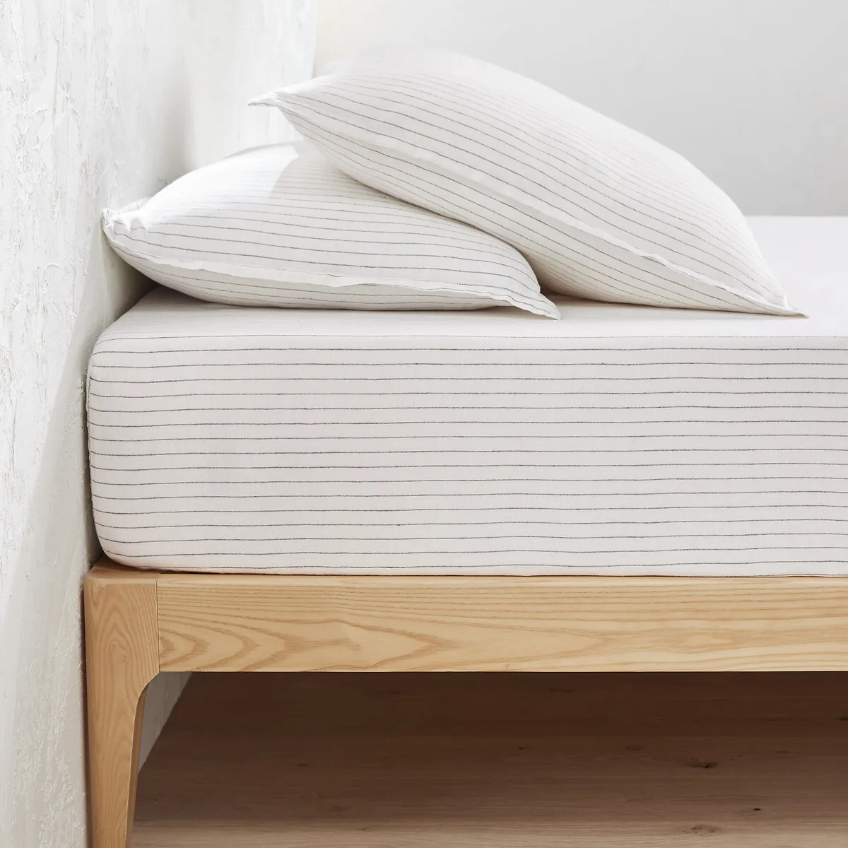 Drap Housse En Lin Lavé Bonnet 30 Cm, Linot Rayé