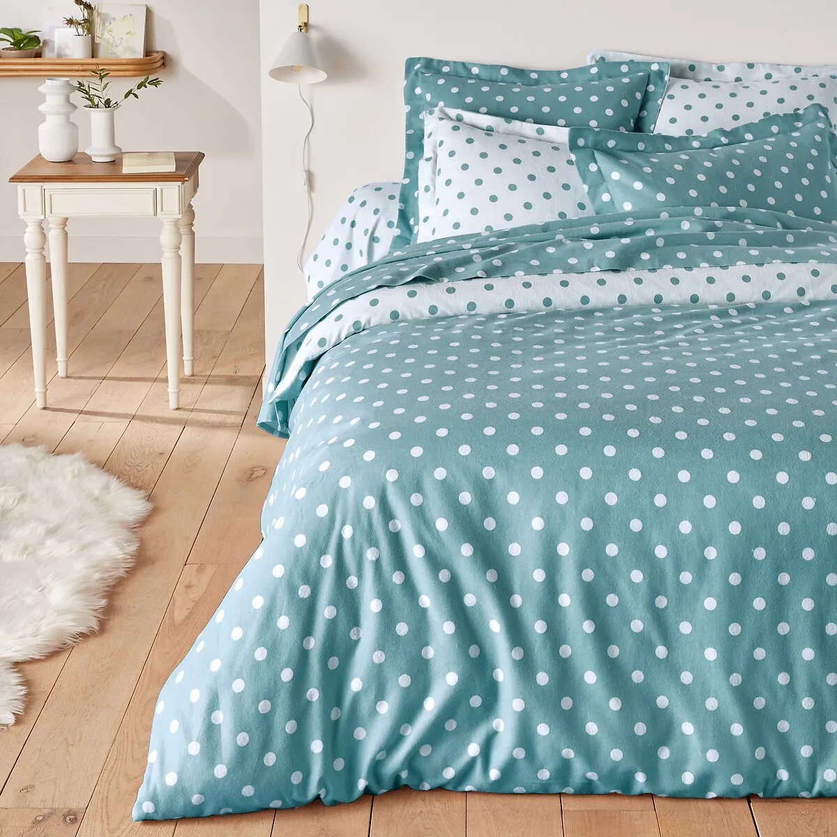 Drap Housse Flanelle Imprimé Pois, Clarisse — vue 3