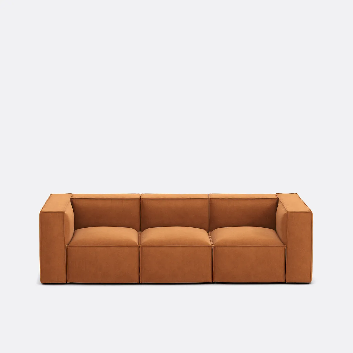 Canapé Modulable, 3 Places, En Velours Texturé, SEVEN