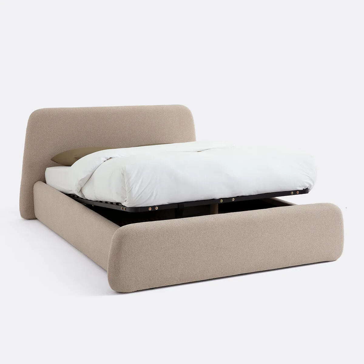 Lit Coffre Avec Sommier Relevable, Tissu Texturé, STEEN
