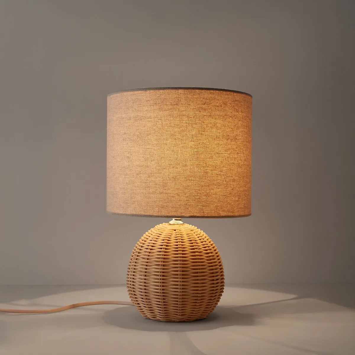 Lampe À Poser En Rotin Et Lin, HOREA — vue 3