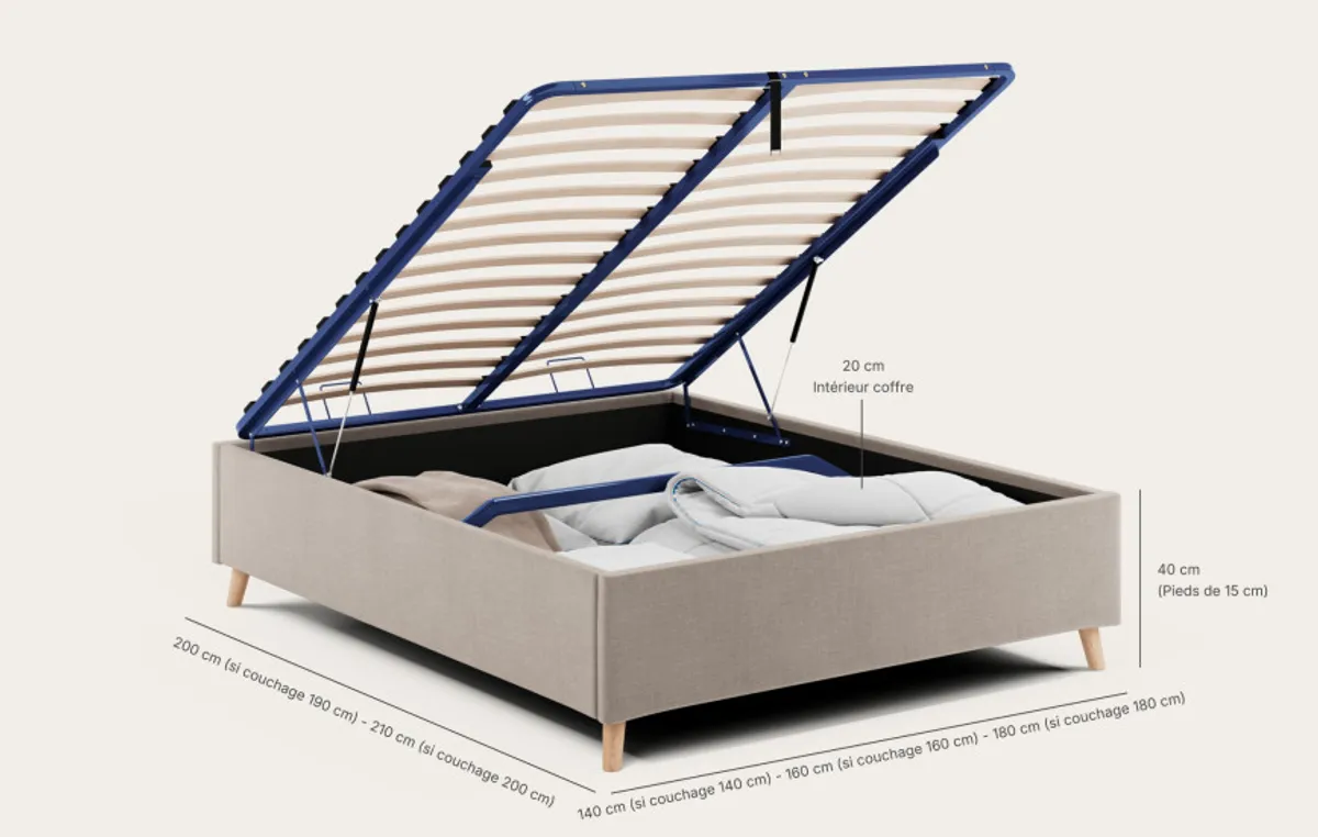 Sommier coffre Prestige — Gris taupe — vue 5