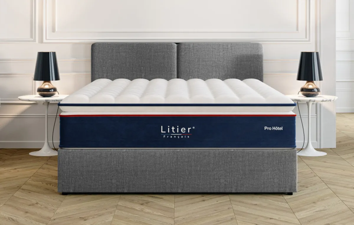 Ensemble lit coffre Impérial et matelas Pro Hôtel — Gris clair — vue 5