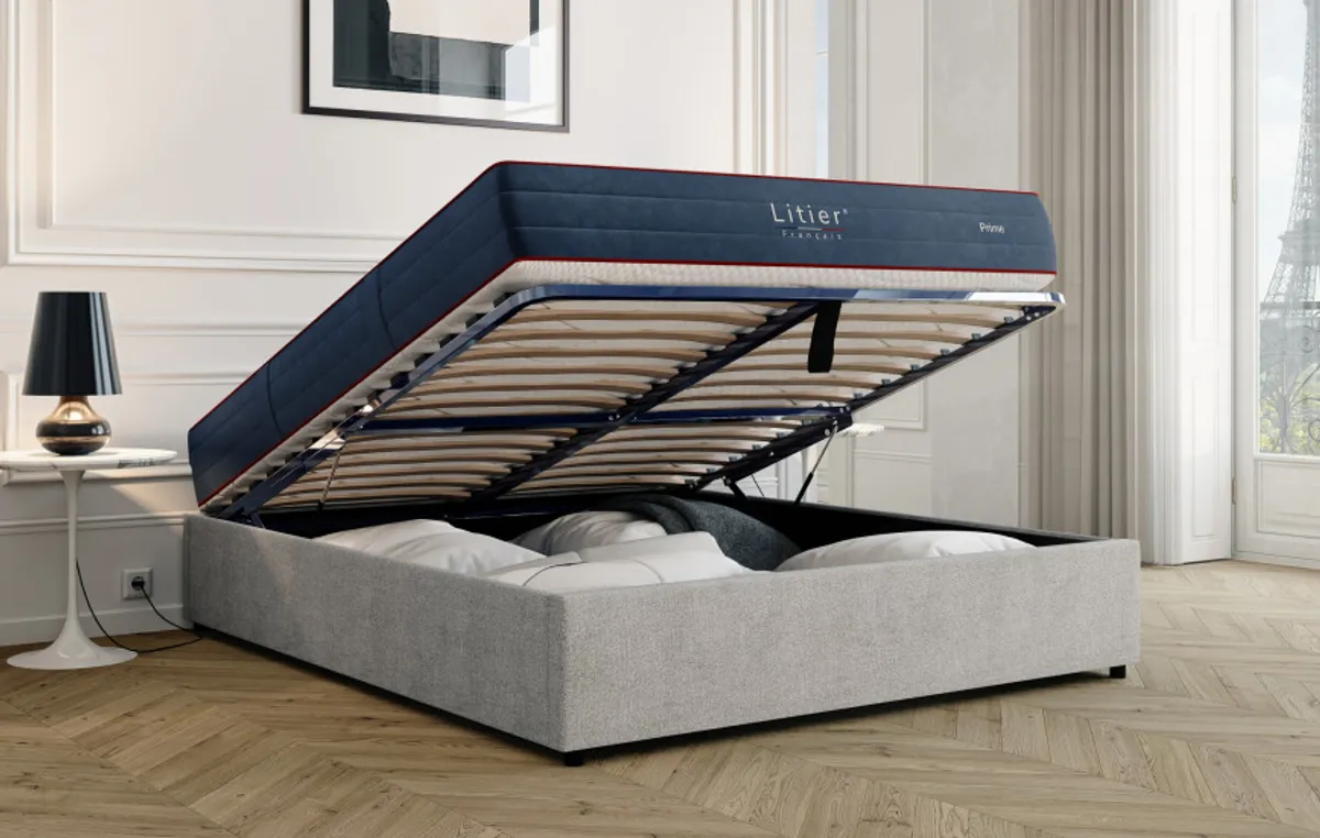 Ensemble sommier coffre et matelas Prime — Gris clair — vue 6