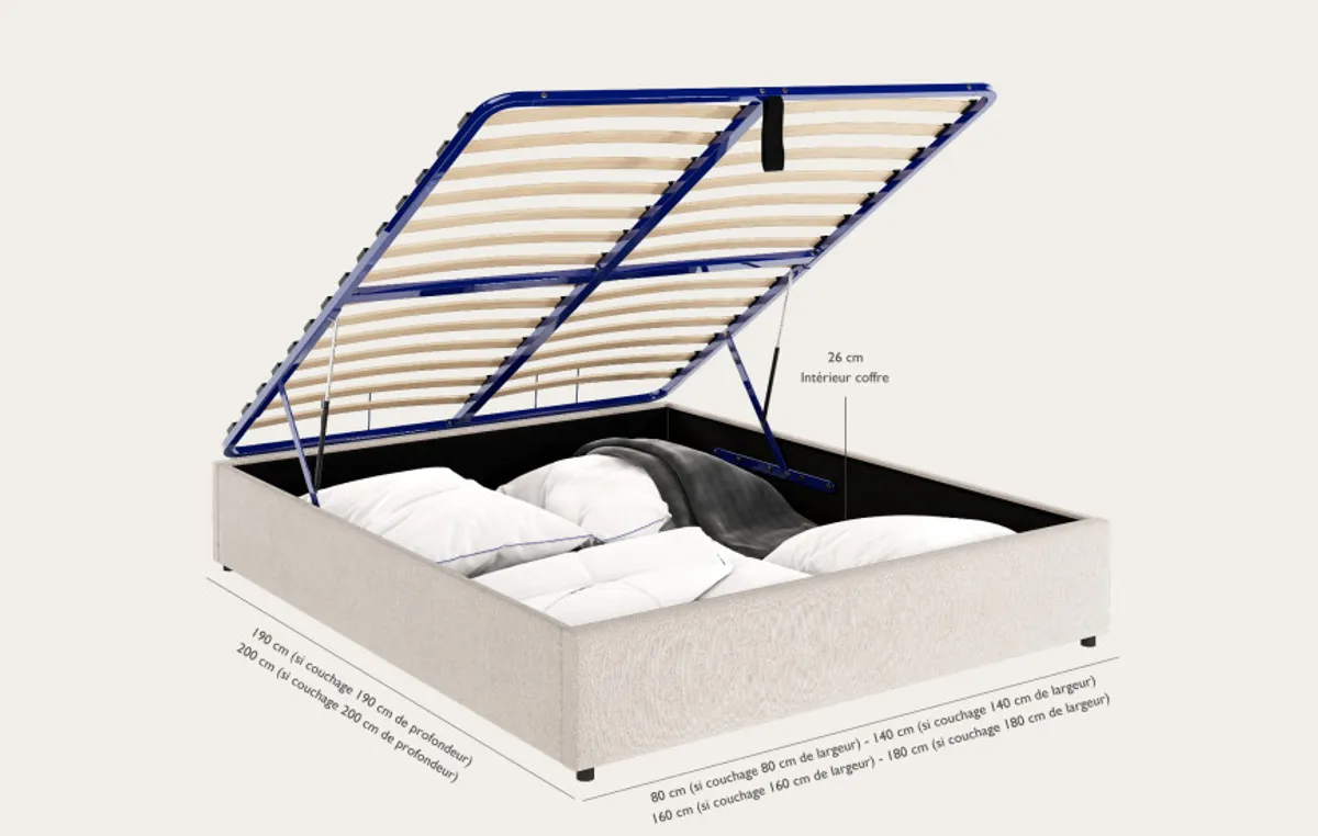 Ensemble sommier coffre et matelas Pro Hôtel — Naturel — vue 4