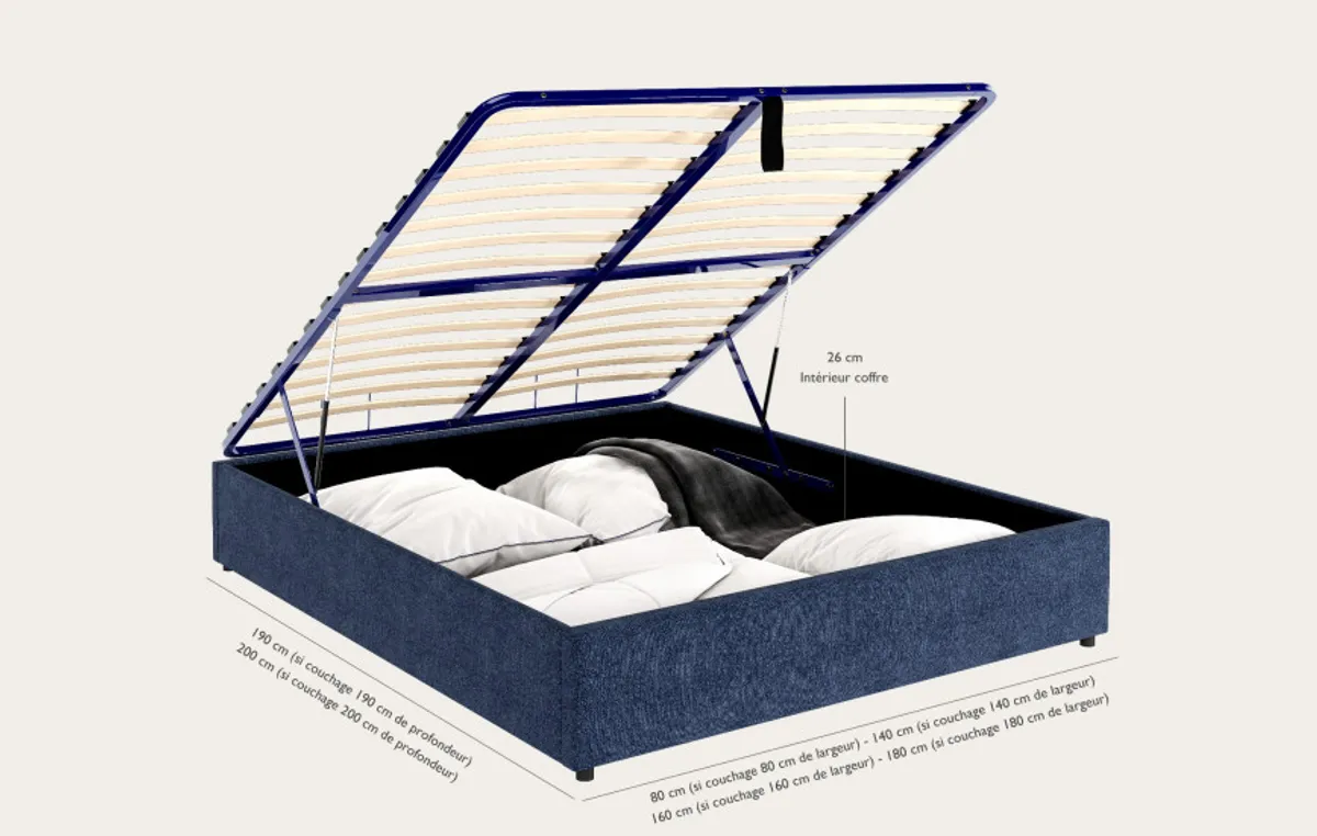 Ensemble sommier coffre et matelas Hybride Pro 2 Premium Fresh+ — Bleu marine — vue 4