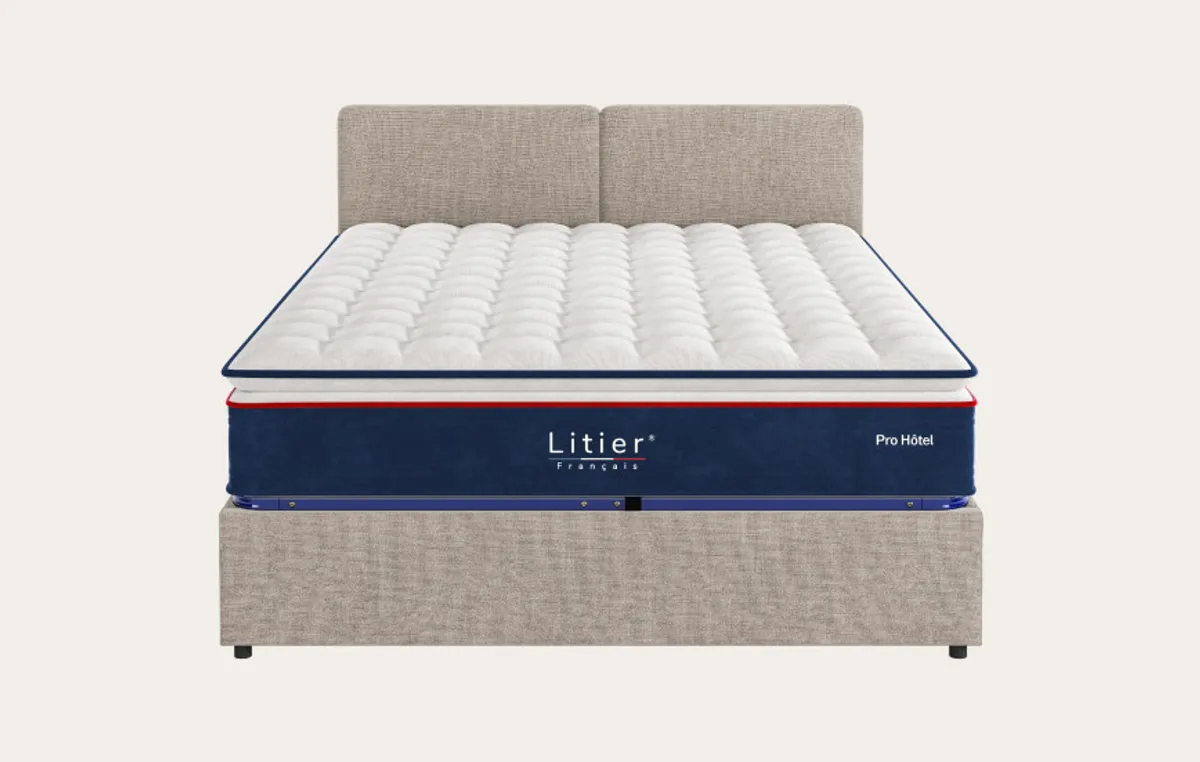 Ensemble lit coffre Impérial et matelas Pro Hôtel — Gris taupe — vue 3