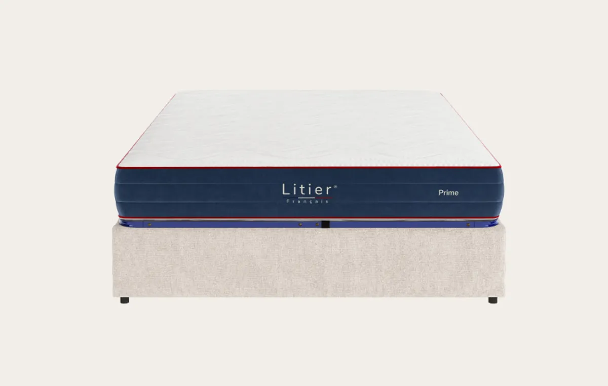 Ensemble sommier coffre et matelas Prime — Naturel