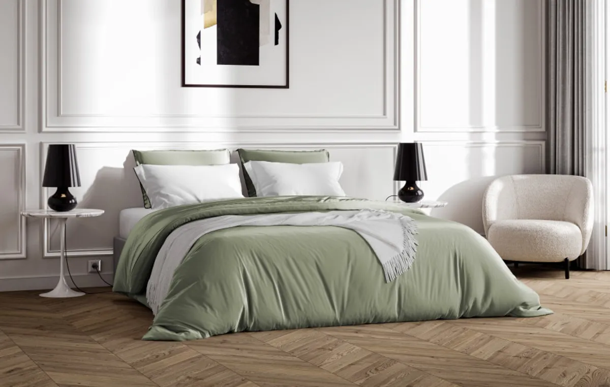 Housse de couette en Percale de coton bio — Sauge — vue 5