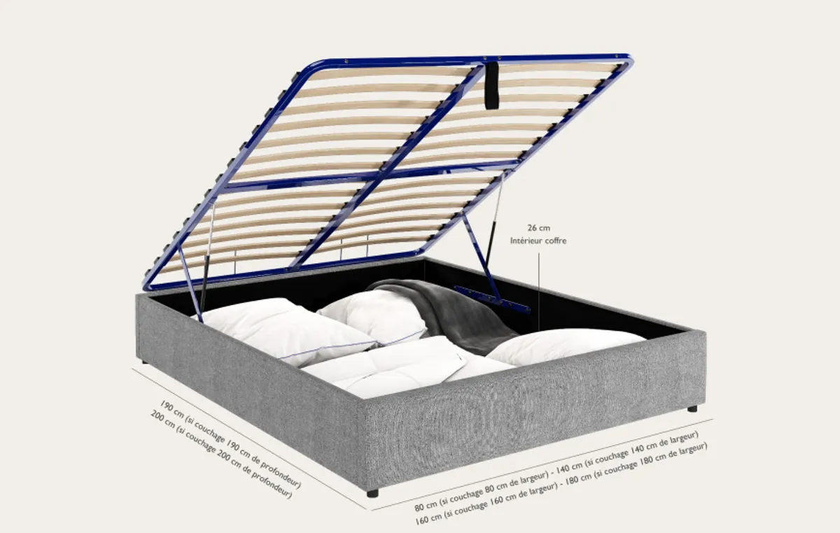 Ensemble sommier coffre et matelas Pro Hôtel — Gris clair — vue 4