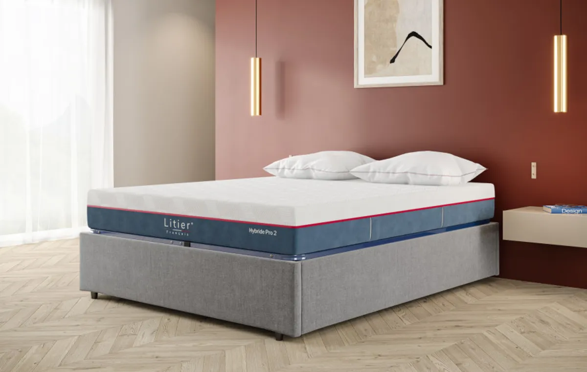 Ensemble sommier coffre et matelas Hybride Pro 2 Premium Fresh+ — Gris clair — vue 5
