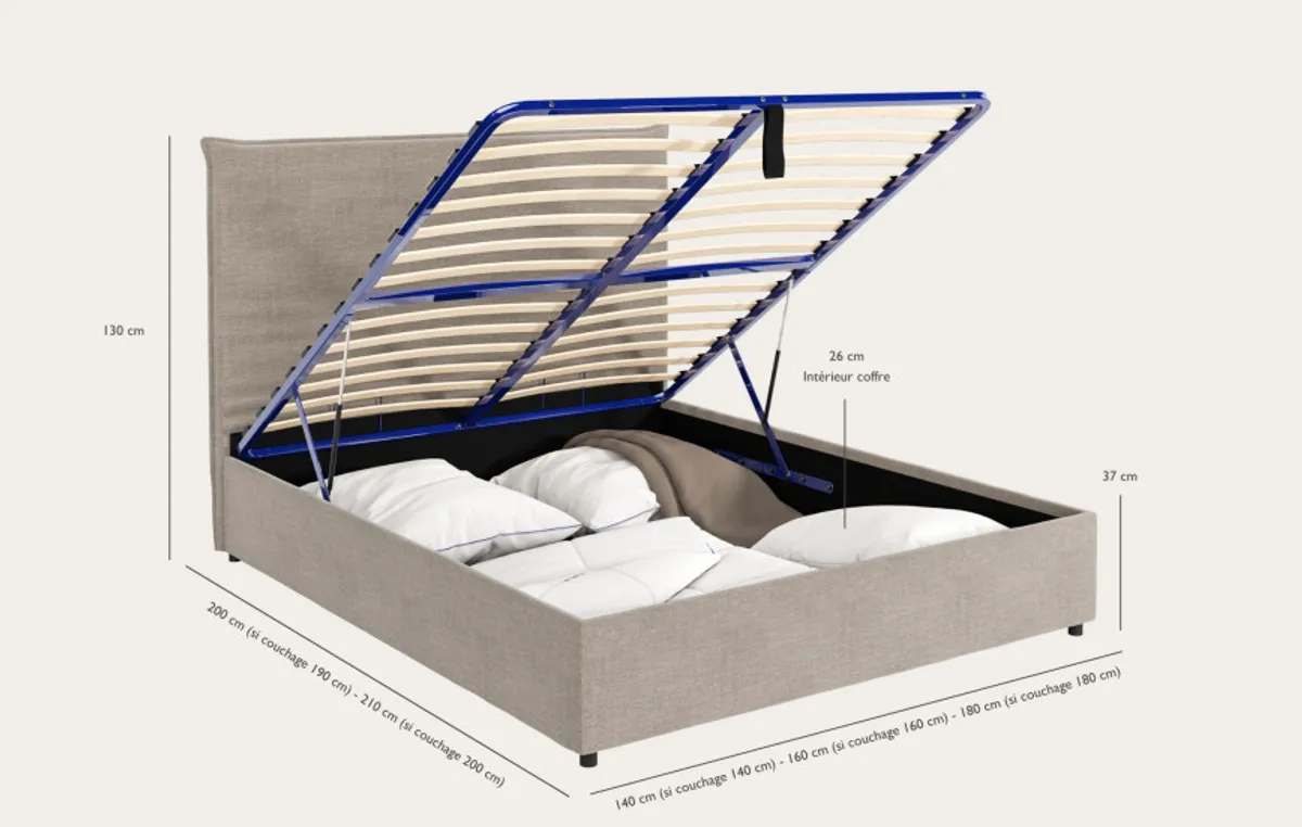 Lit coffre Cocoon — Gris taupe — vue 4