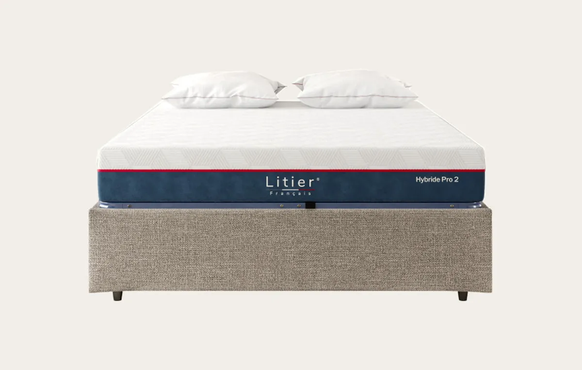 Ensemble sommier coffre et matelas Hybride Pro 2 Premium Fresh+ — Gris taupe — vue 3