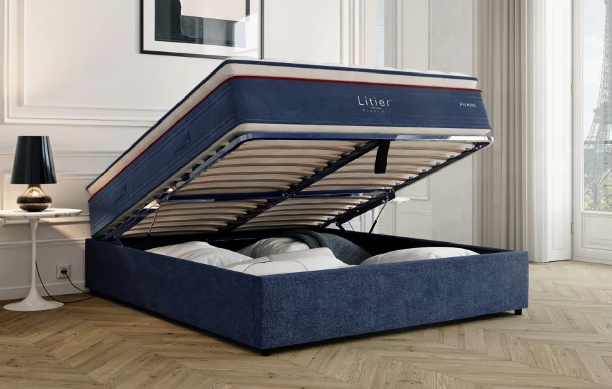 Ensemble sommier coffre et matelas Pro Hôtel — Bleu marine — vue 6