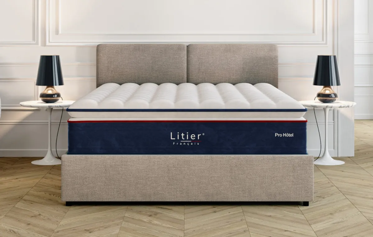 Ensemble lit coffre Impérial et matelas Pro Hôtel — Gris taupe — vue 6