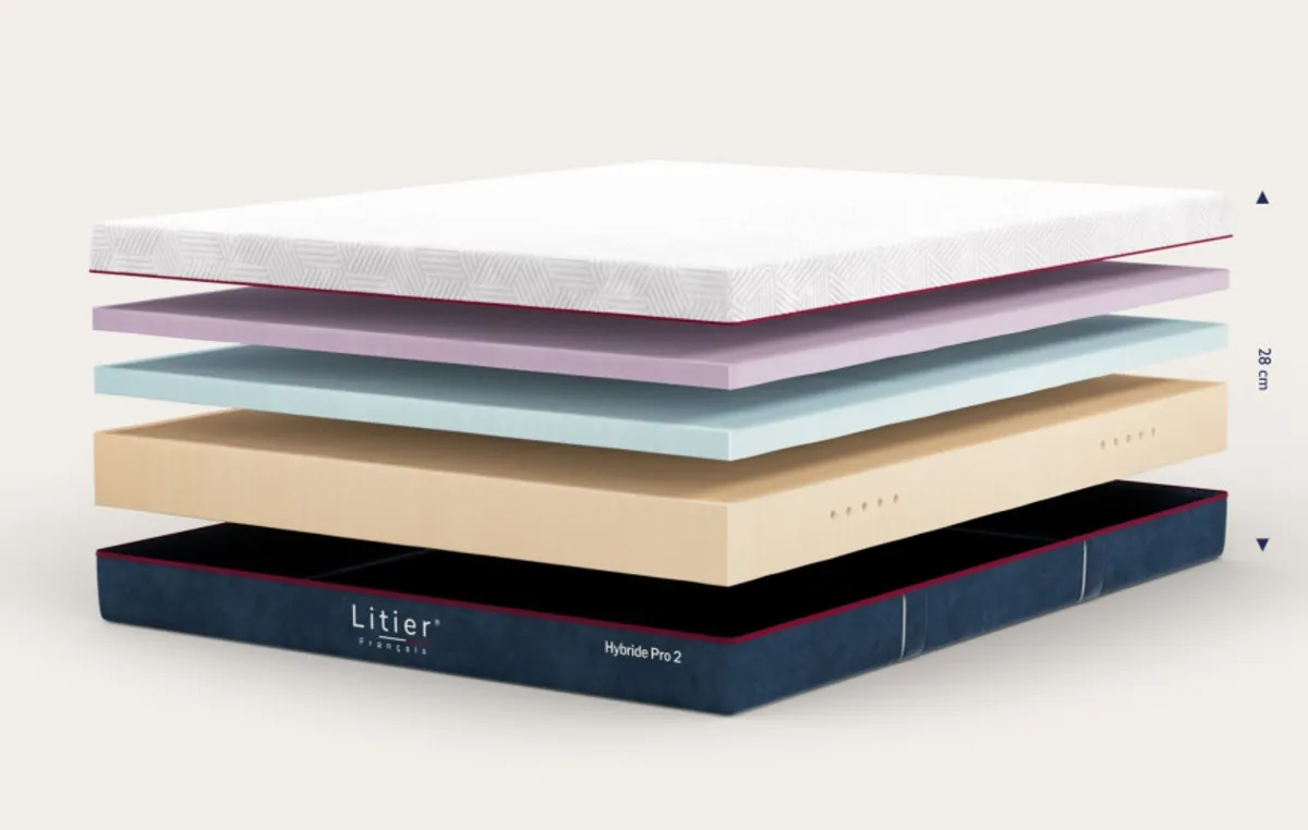 Ensemble sommier coffre et matelas Hybride Pro 2 Premium Fresh+ — Gris taupe — vue 5