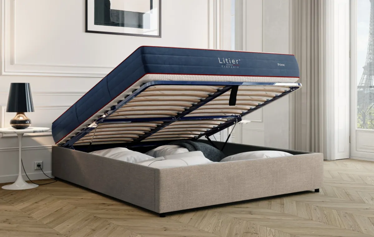 Ensemble sommier coffre et matelas Prime — Gris taupe — vue 6