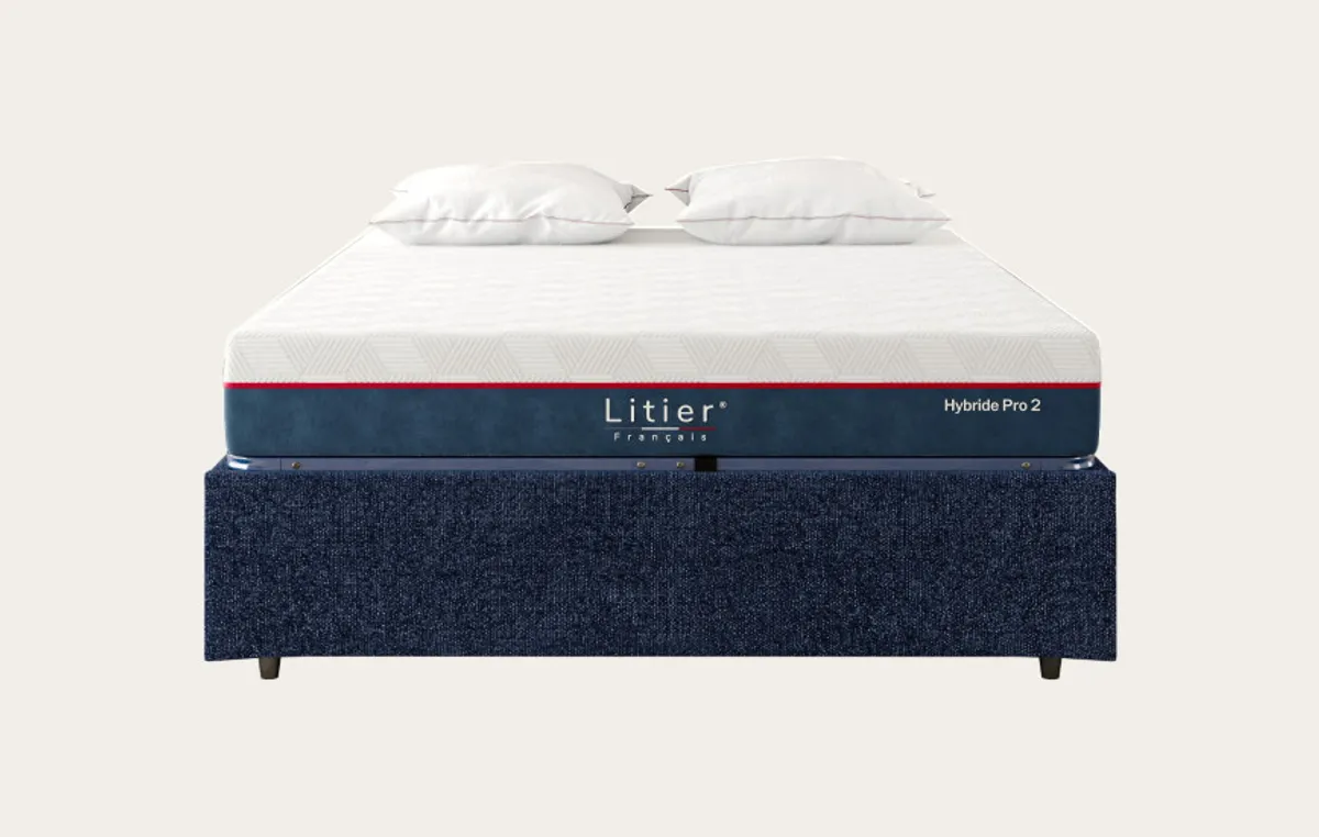 Ensemble sommier coffre et matelas Hybride Pro 2 Premium Fresh+ — Bleu marine — vue 3
