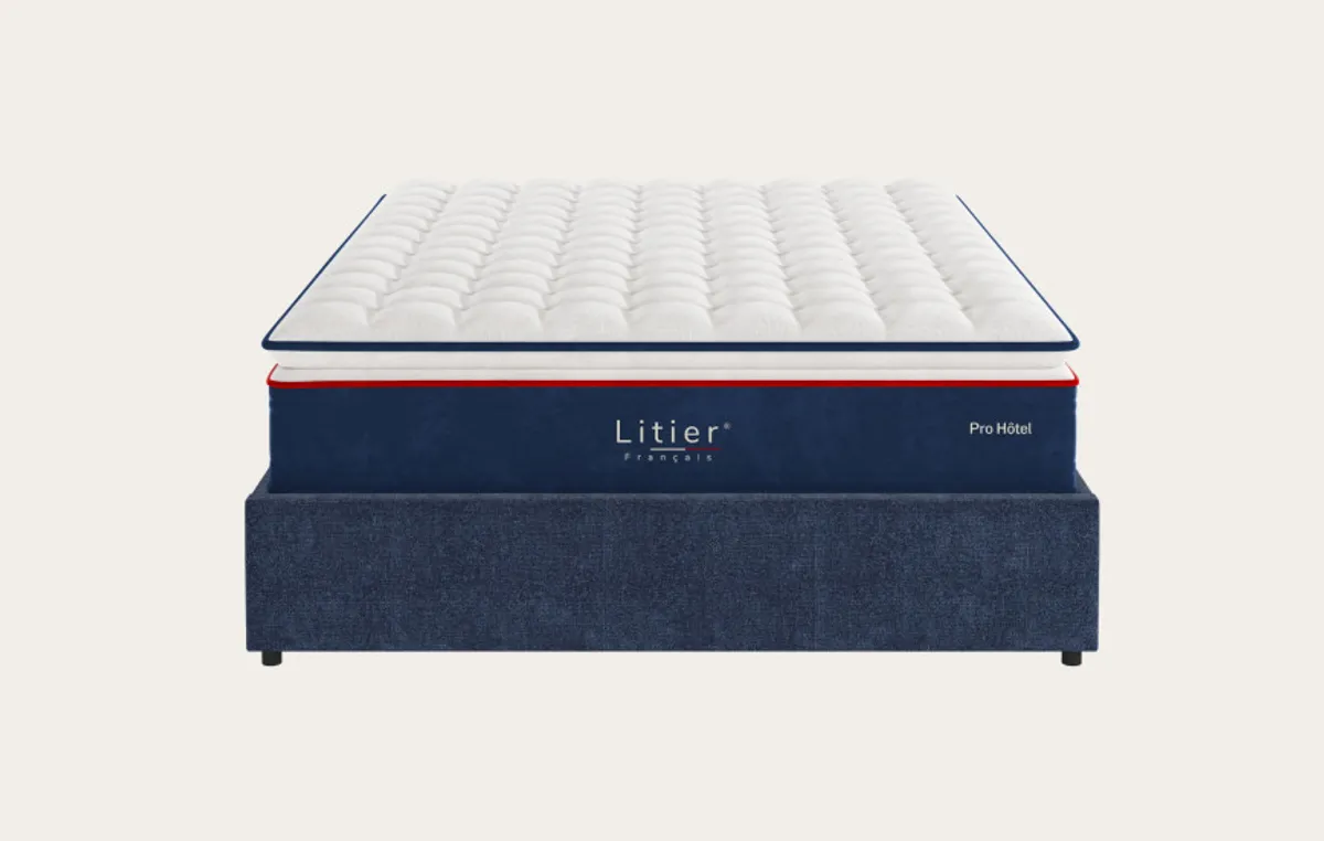 Ensemble sommier coffre et matelas Pro Hôtel — Bleu marine — vue 3