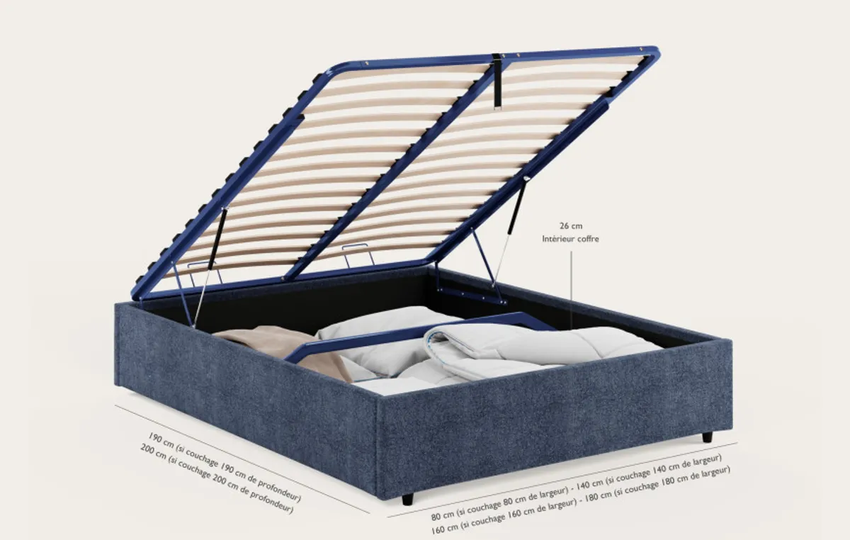 Sommier coffre — Bleu marine — vue 5