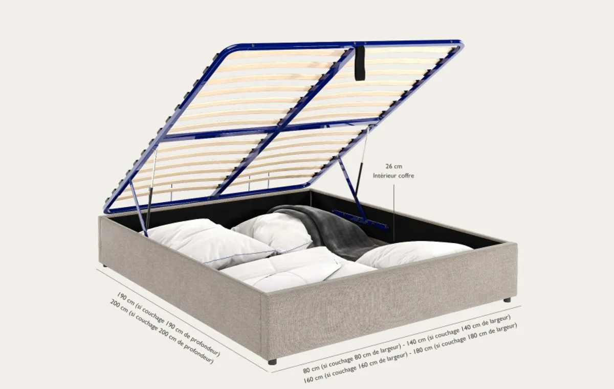 Ensemble sommier coffre et matelas Hybride Pro 2 Premium Fresh+ — Gris taupe — vue 4