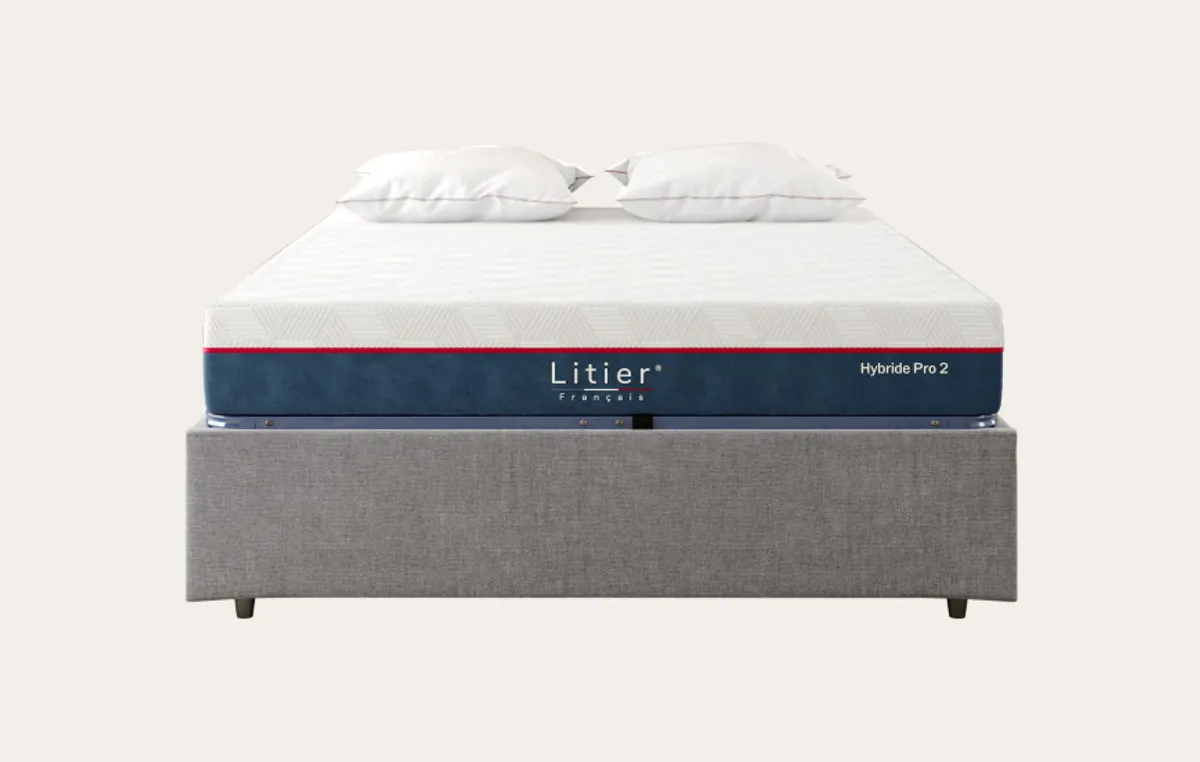 Ensemble sommier coffre et matelas Hybride Pro 2 Premium Fresh+ — Naturel